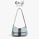 En-Ji Yunseo Shoulderbag Wanita Warna Denim