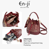 En-Ji Harumi Handbag Wanita - Burgundy