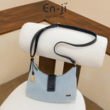 En-Ji Juri Shoulderbag Wanita Warna Denim