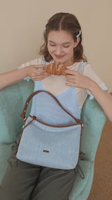 En-Ji Hayon Shoulderbag Wanita Warna Denim Blue