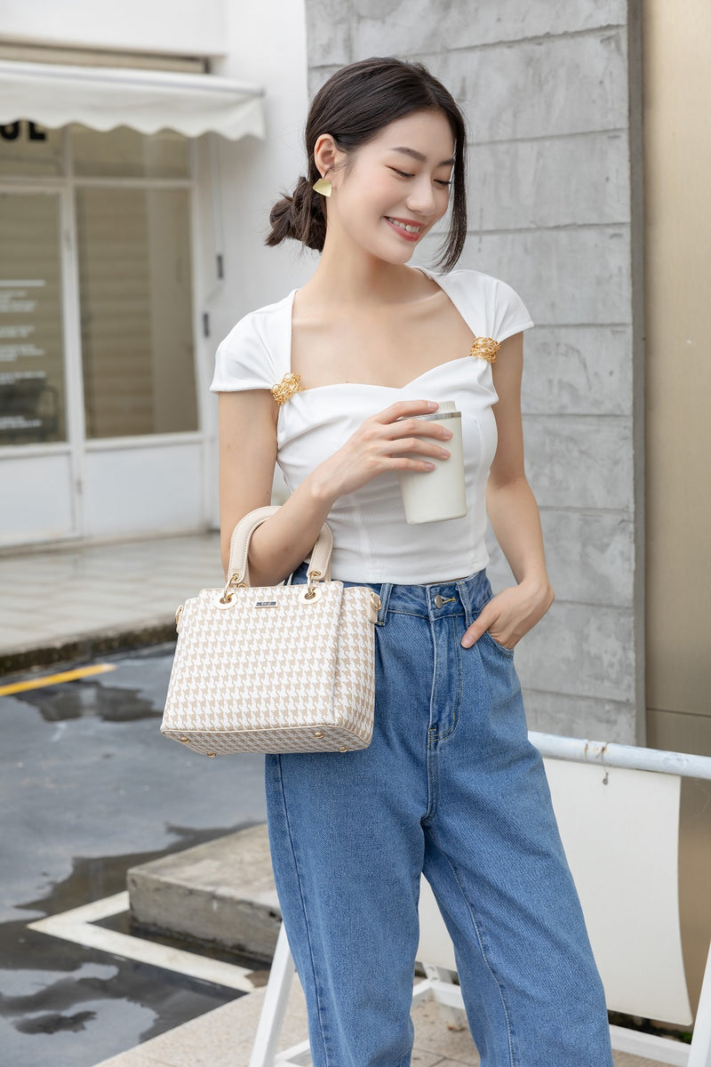 En-ji Hanri Handbag - Cream